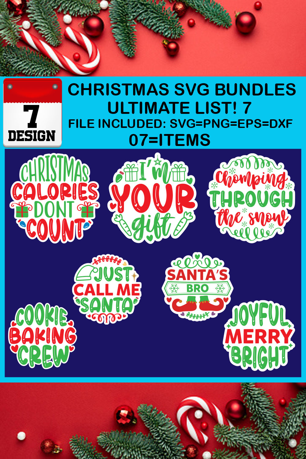 Free Ultimate List! 7 Christmas SVG Bundles pinterest preview image.