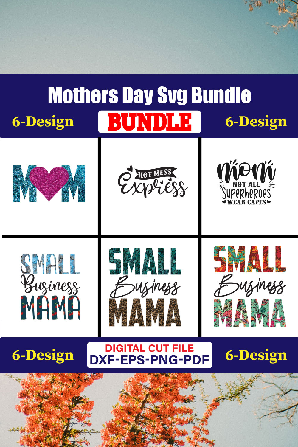 Mothers Day SVG Bundle, Mom life svg, Mama svg, Funny Mom Svg, Blessed mama svg, Mom of boys girls svg-Vol-75 pinterest preview image.