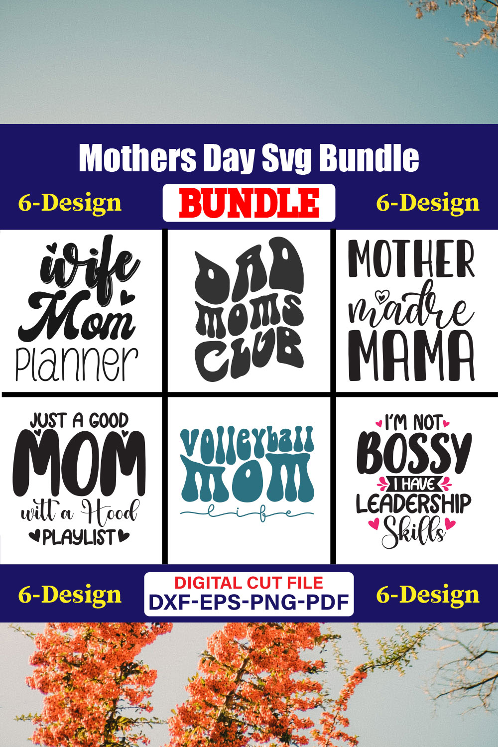 Mothers Day SVG Bundle, Mom life svg, Mama svg, Funny Mom Svg, Blessed mama svg, Mom of boys girls svg-Vol-90 pinterest preview image.