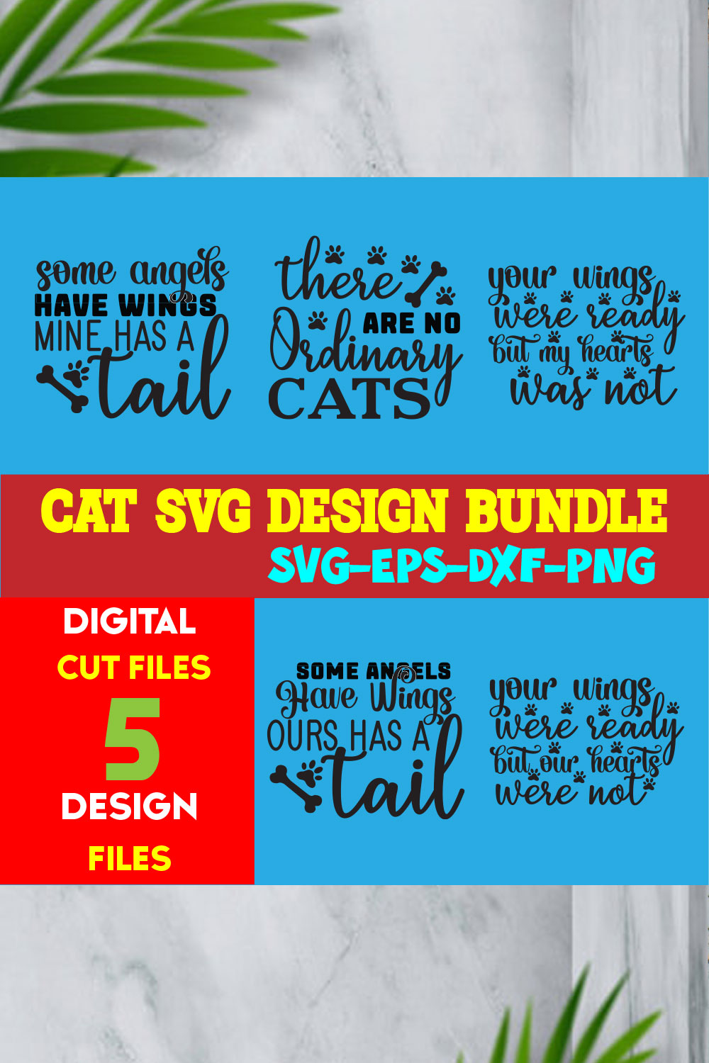 Cat T-shirt Design Bundle Volume-11 pinterest preview image.