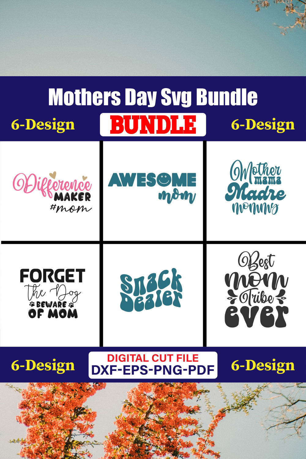Mothers Day SVG Bundle, Mom life svg, Mama svg, Funny Mom Svg, Blessed mama svg, Mom of boys girls svg-Vol-135 pinterest preview image.