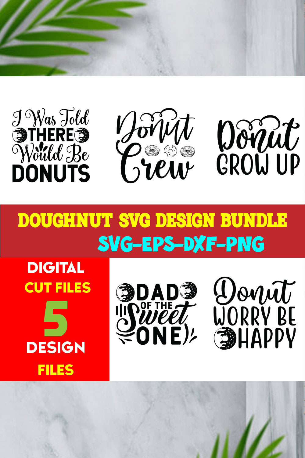 Doughnut T-shirt Design Bundle Volume-02 pinterest preview image.