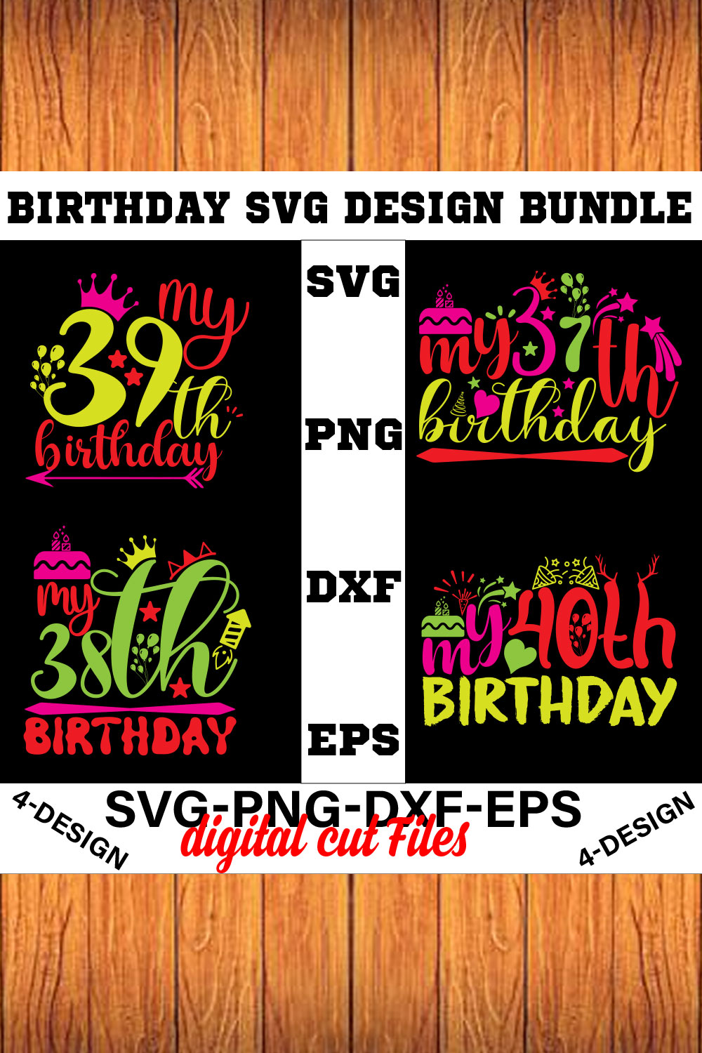 birthday svg design bundle Happy birthday svg bundle hand lettered birthday svg birthday party svg Volume-10 pinterest preview image.