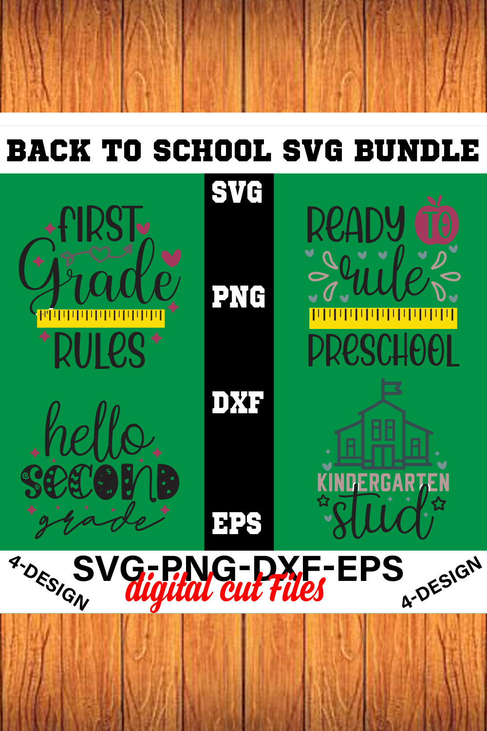 Back to School Svg T-shirt Design Bundle Volume-03 pinterest preview image.