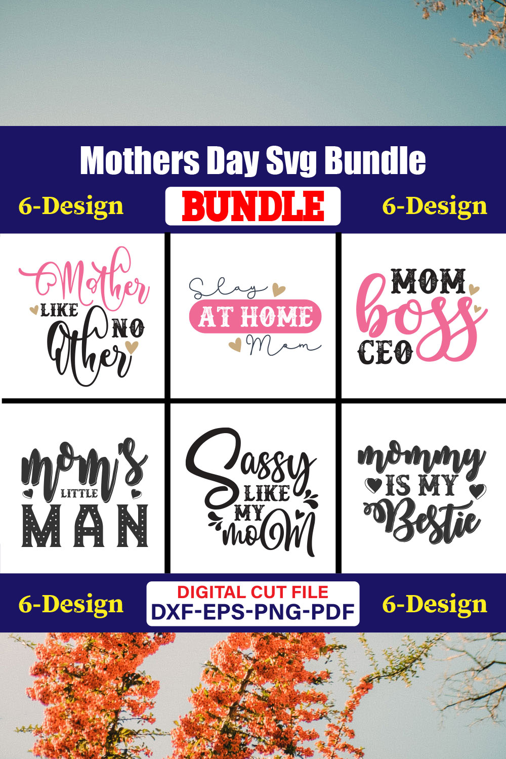 Mothers Day SVG Bundle, Mom life svg, Mama svg, Funny Mom Svg, Blessed mama svg, Mom of boys girls svg-Vol-59 pinterest preview image.