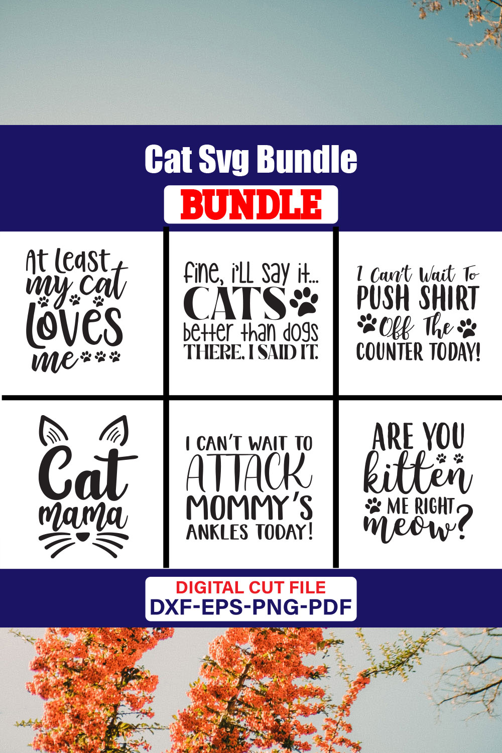 Cat T-shirt Design Bundle Vol-17 pinterest preview image.