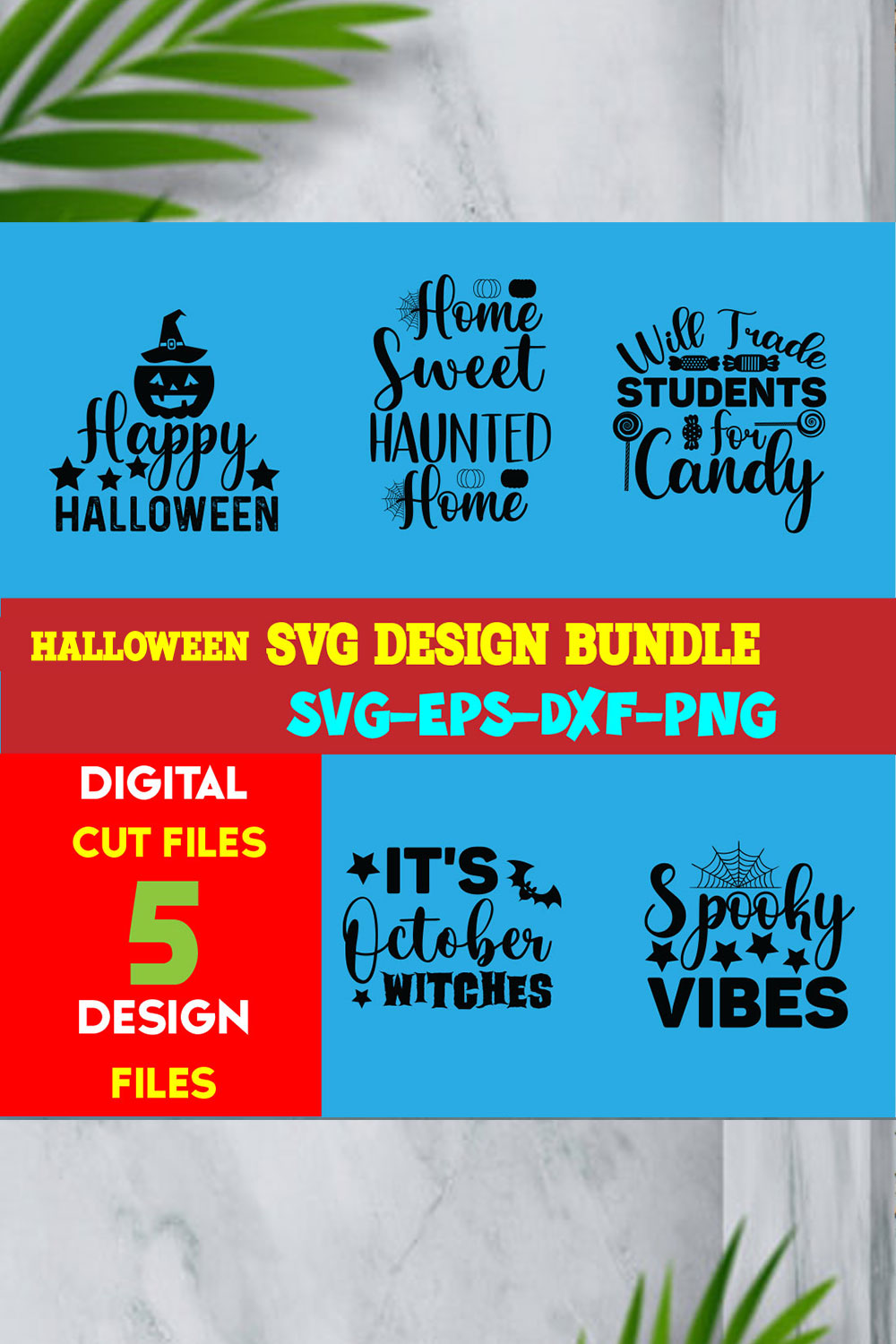 Halloween T-shirt Design Bundle Volume-04 pinterest preview image.