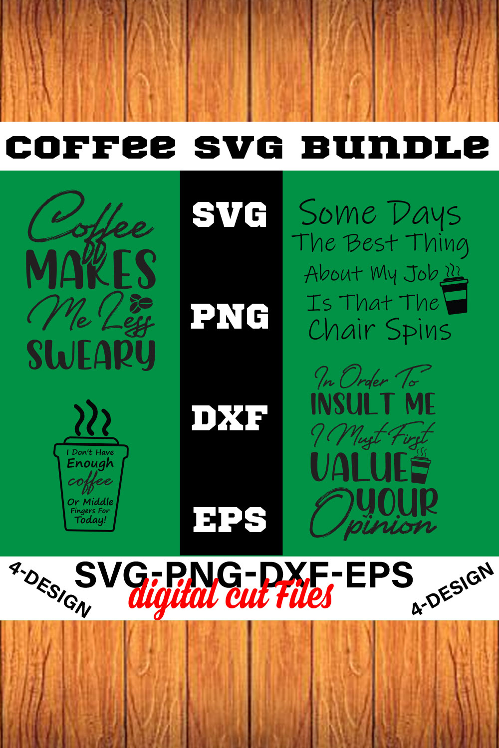 Coffee SVG Bundle, Funny Coffee SVG, Coffee Quote Svg, Caffeine Queen, Coffee Lovers, Coffee Obsessed Volume-8 pinterest preview image.