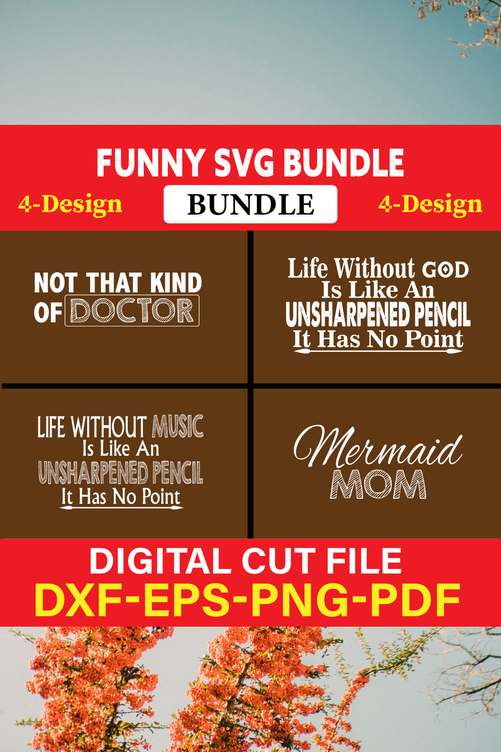 Funny SVG T-shirt Design Bundle Vol-17 pinterest preview image.