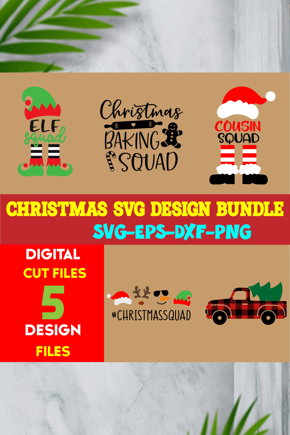 Christmas T-shirt Design SVG Bundle Free Volume-43 pinterest preview image.