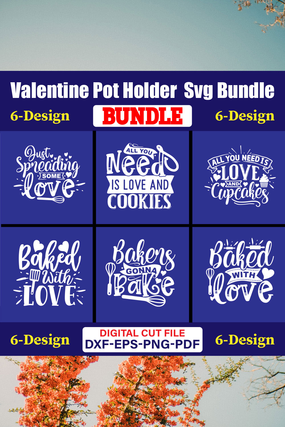 Valentine Pot Holder T-shirt Design Bundle Vol-01 pinterest preview image.