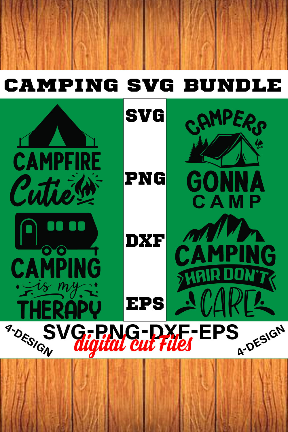 Camping SVG T-shirt Design Bundle Volume-01 pinterest preview image.