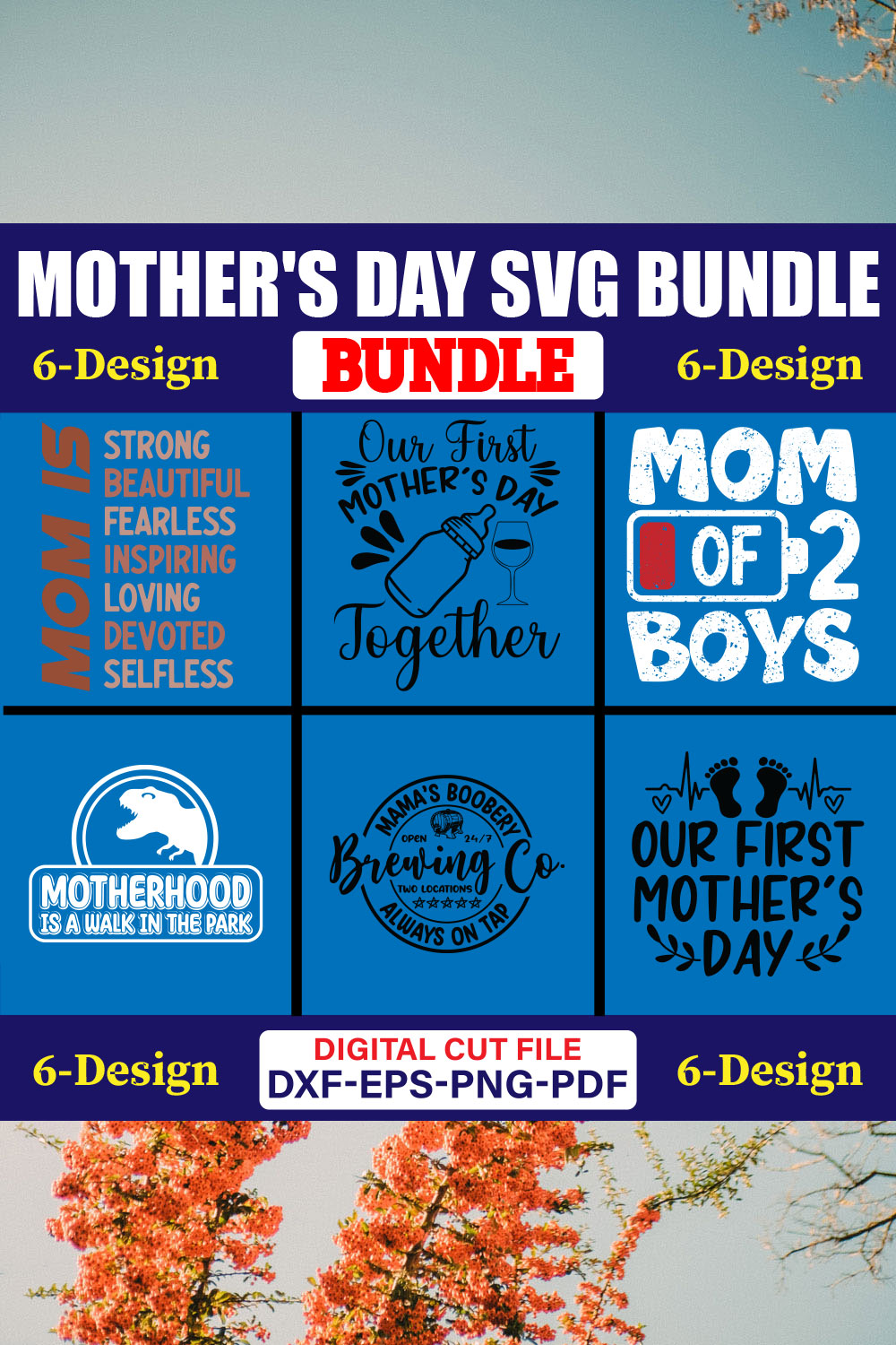 Mother's Day SVG T-shirt Design Bundle Vol-45 pinterest preview image.