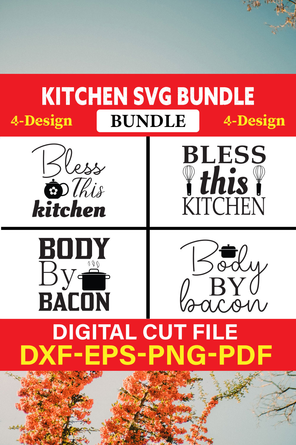 Kitchen T-shirt Design Bundle Vol-15 pinterest preview image.