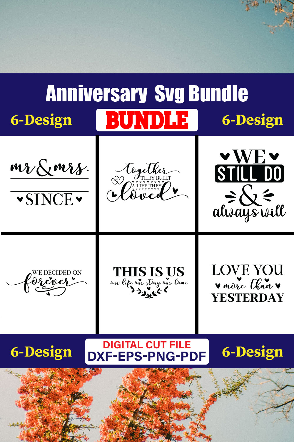 Anniversary T-shirt Design Bundle Vol-5 pinterest preview image.