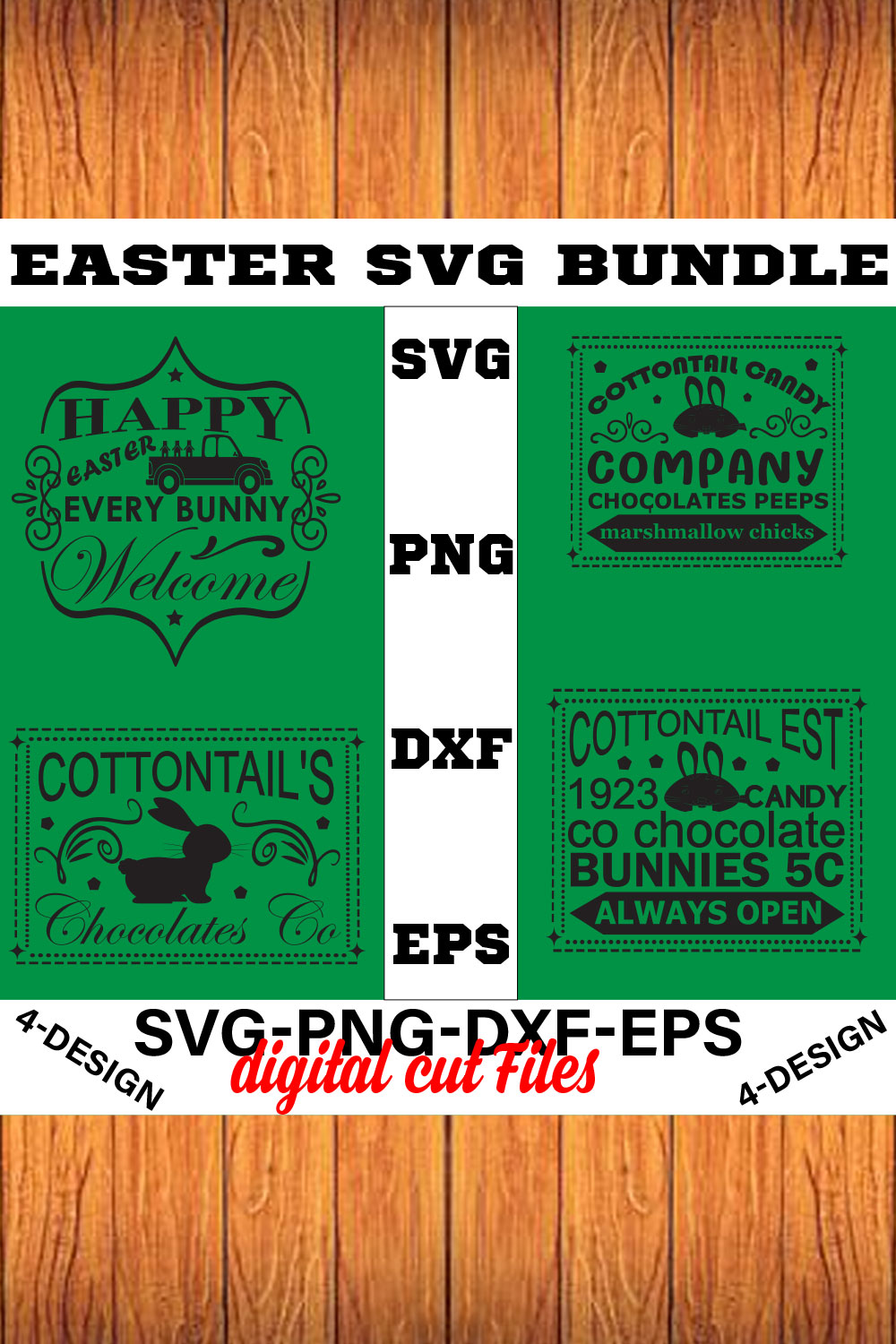 Happy Easter SVG Bundle, Easter SVG, Easter quotes, Easter Bunny svg, Easter Egg svg, Volume-10 pinterest preview image.