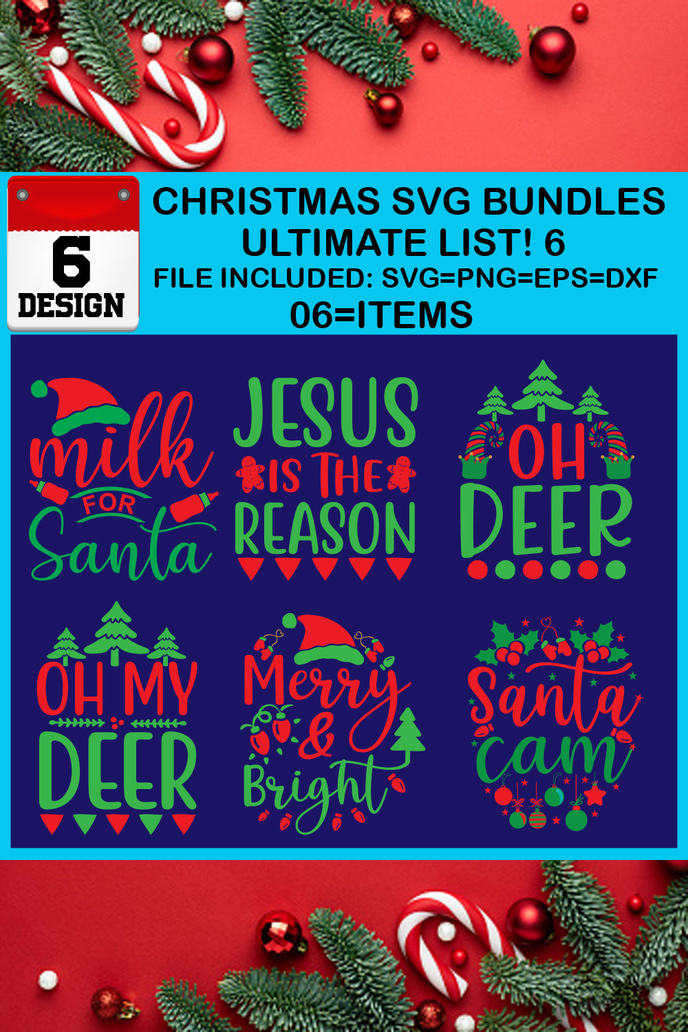 Ultimate List! 6 Christmas SVG Free Bundles pinterest preview image.