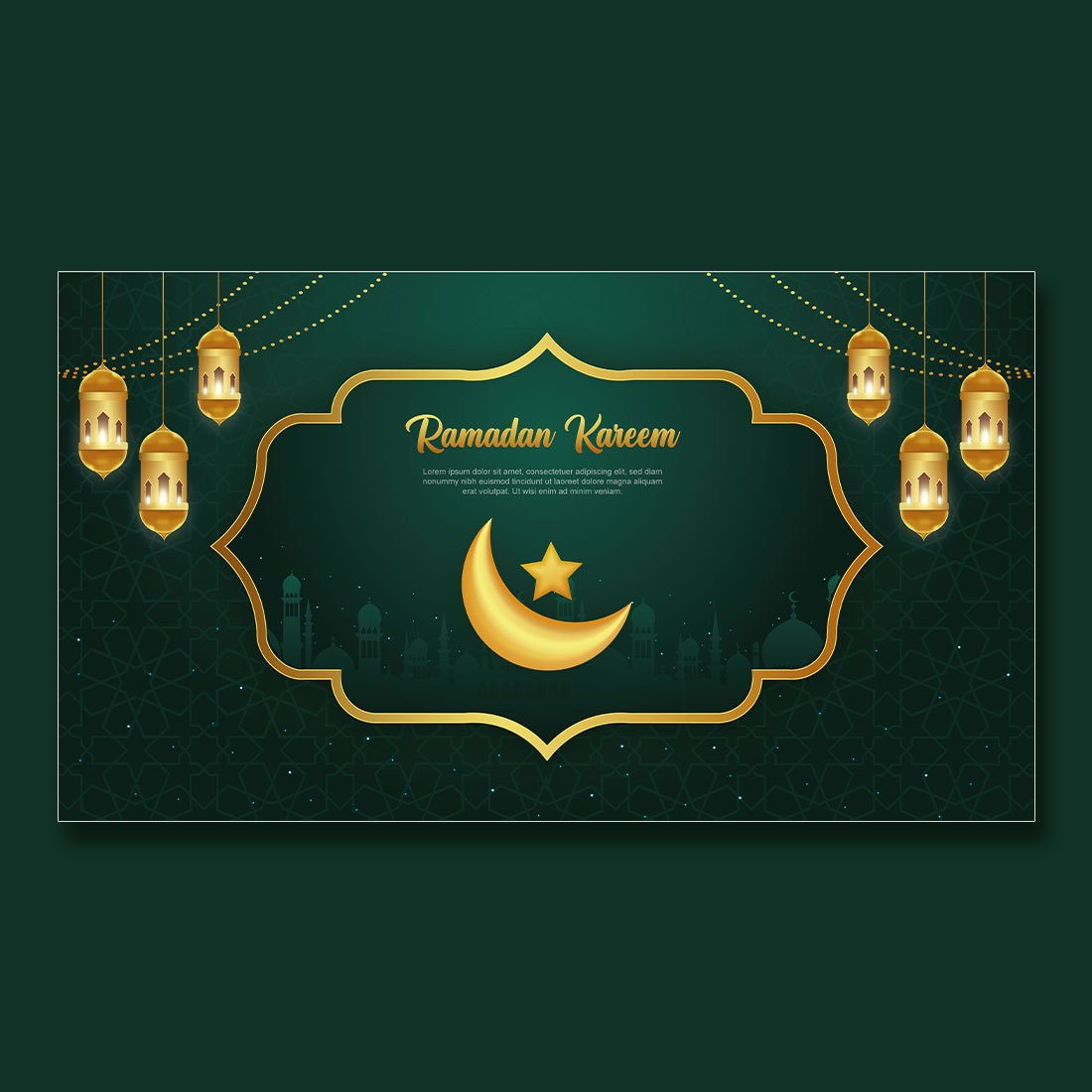 Islamic Holy Month of Ramadan Mubarak vector design with Ramadan moon and Islamic background preview image.