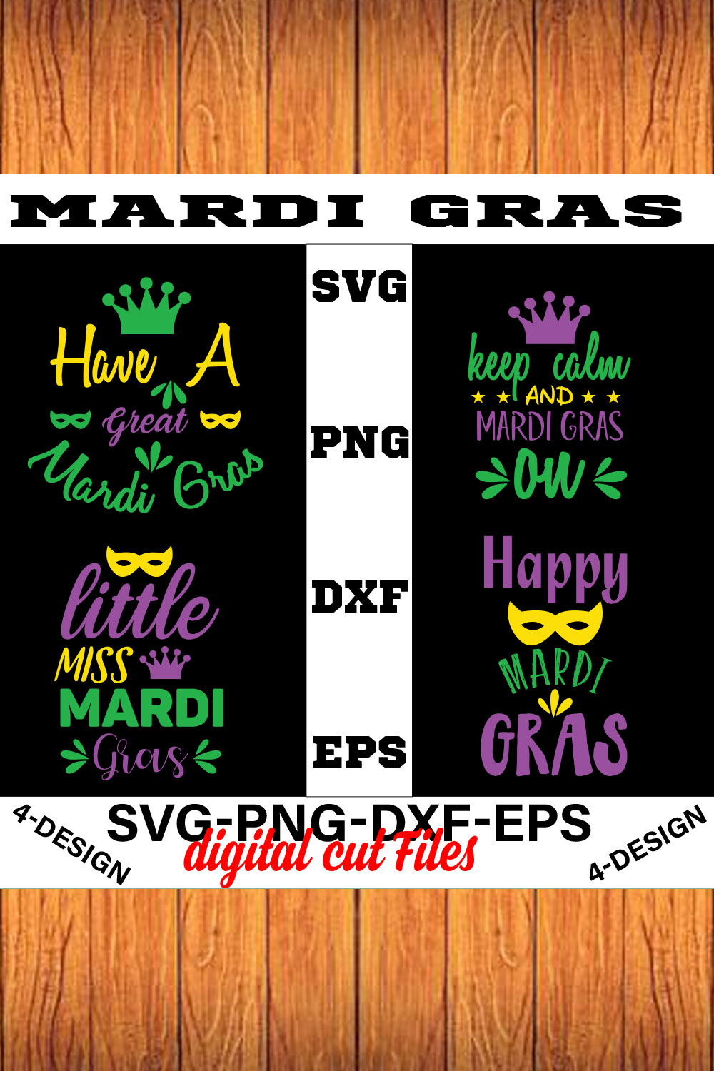 Mardi Gras SVG T-shirt Design Bundle Volume-01 pinterest preview image.