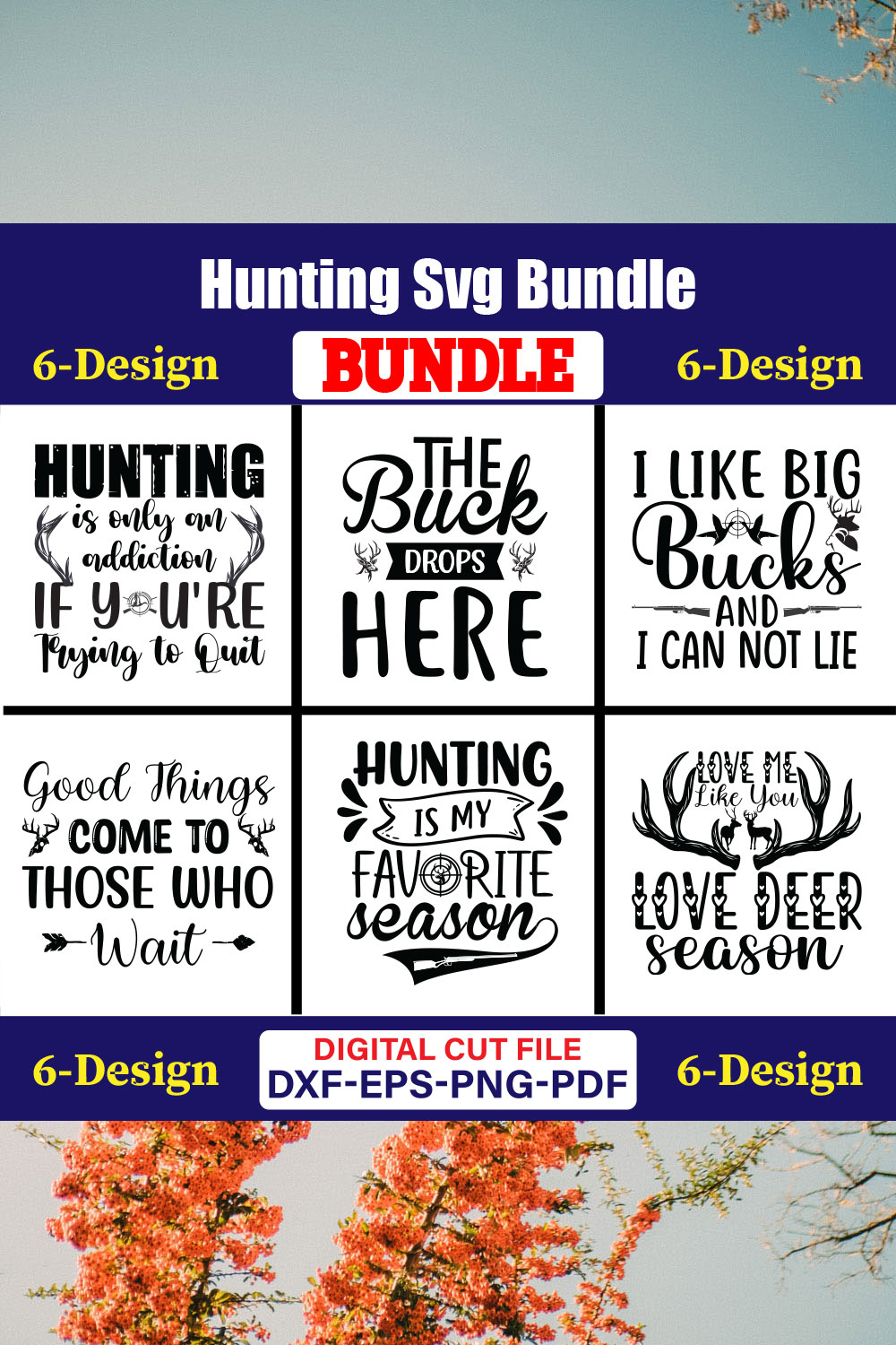 Hunting T-shirt Design Bundle Vol-6 pinterest preview image.