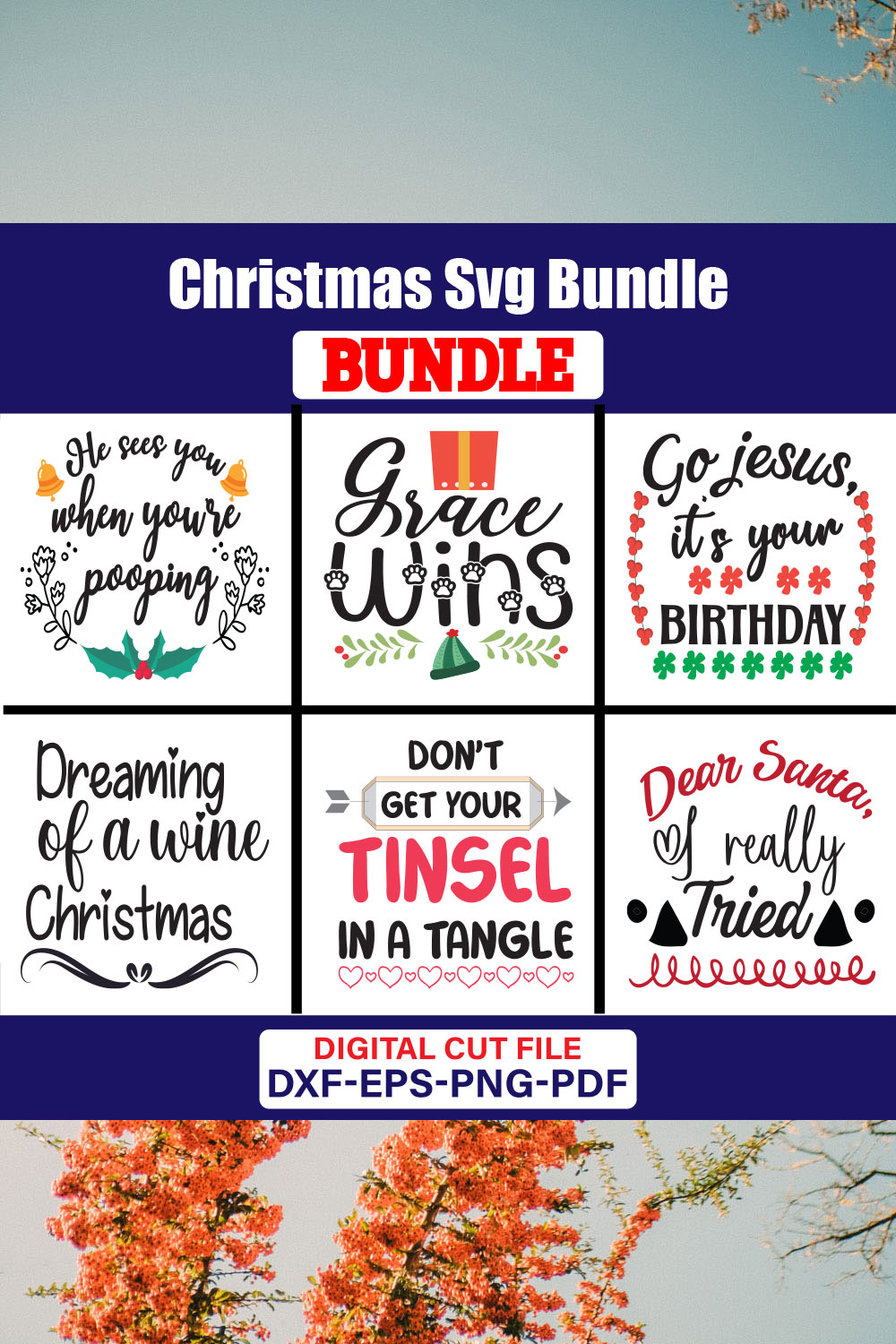 Christmas T-shirt Design Bundle Vol-86 pinterest preview image.