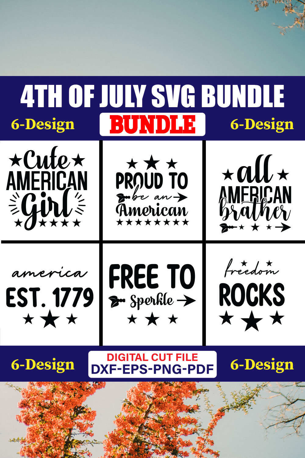 4th Of July SVG T-shirt Design Bundle Vol-15 pinterest preview image.