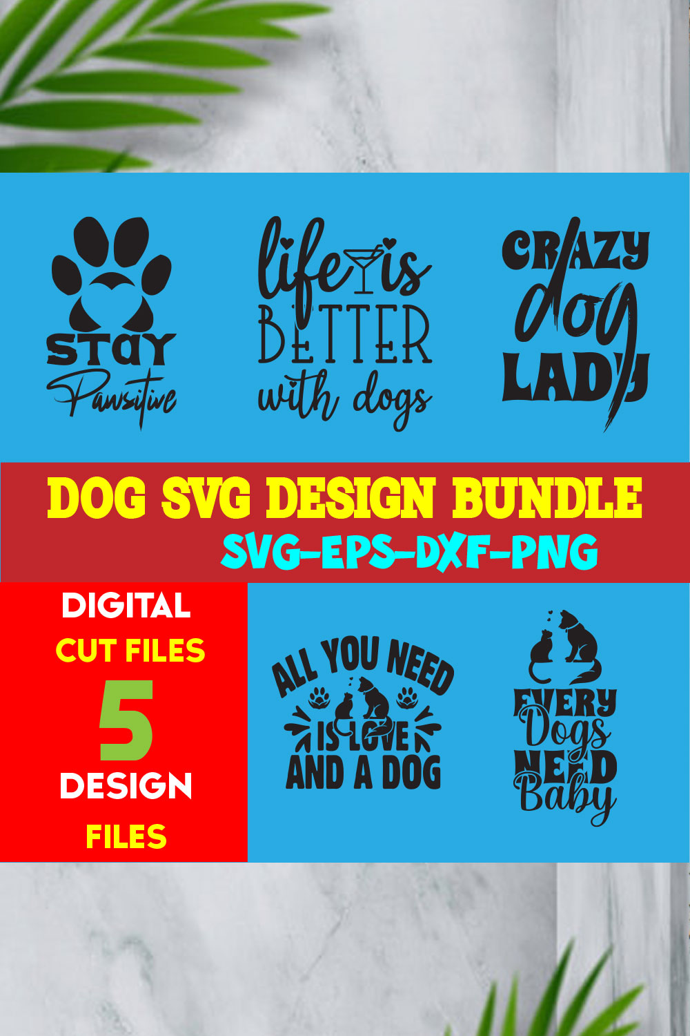 Dog T-shirt Design Bundle Volume-02 pinterest preview image.