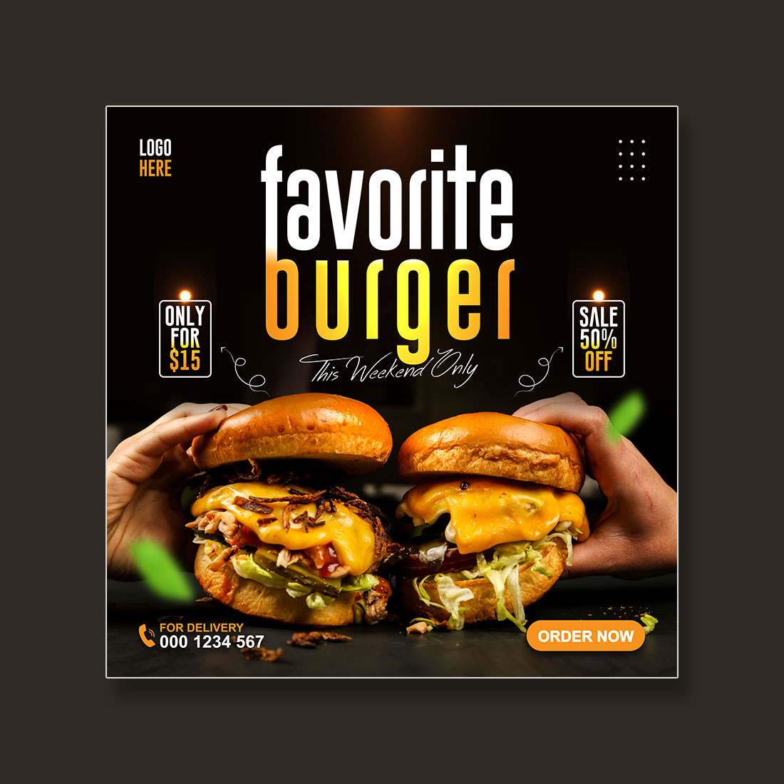 special burger sale social media ads or post template preview image.
