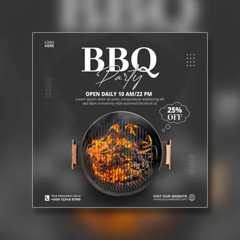 Barbeque social media poster template concept cover image.