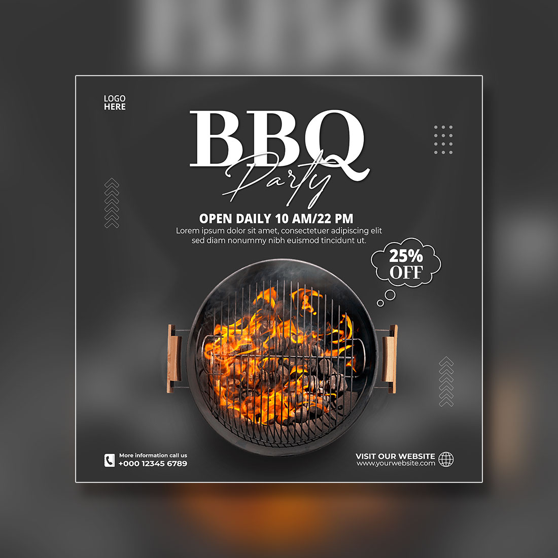 Barbeque social media poster template concept cover image.