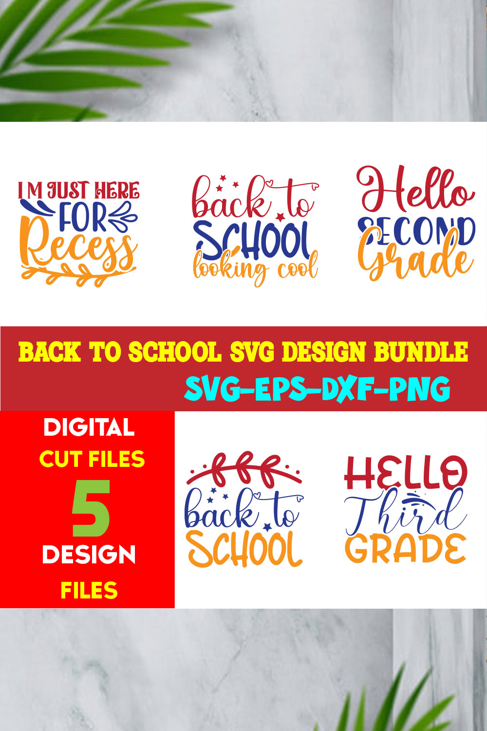 Back To School T-shirt Design Bundle Volume-08 pinterest preview image.