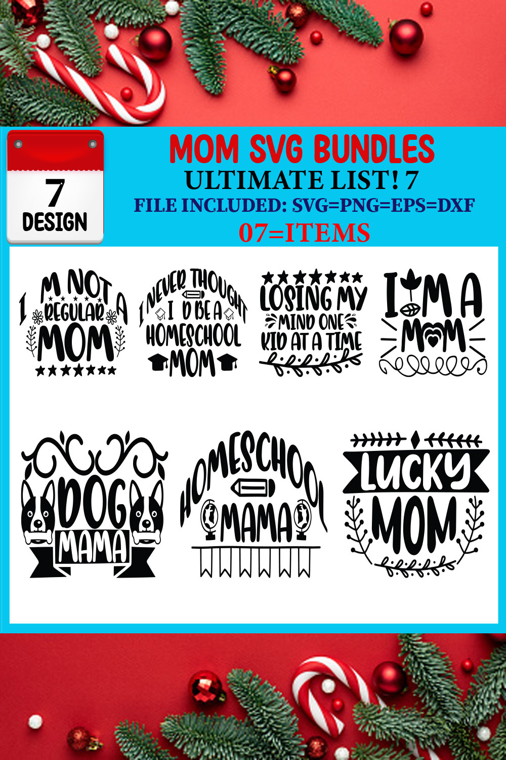 Mom SVG 07 T-shirt Design Bundle pinterest preview image.