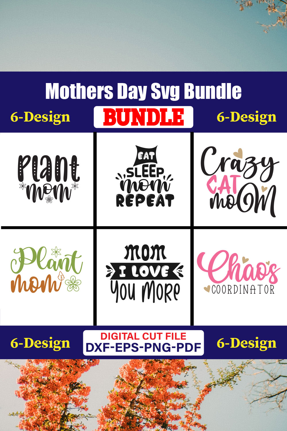 Mothers Day SVG Bundle, Mom life svg, Mama svg, Funny Mom Svg, Blessed mama svg, Mom of boys girls svg-Vol-150 pinterest preview image.