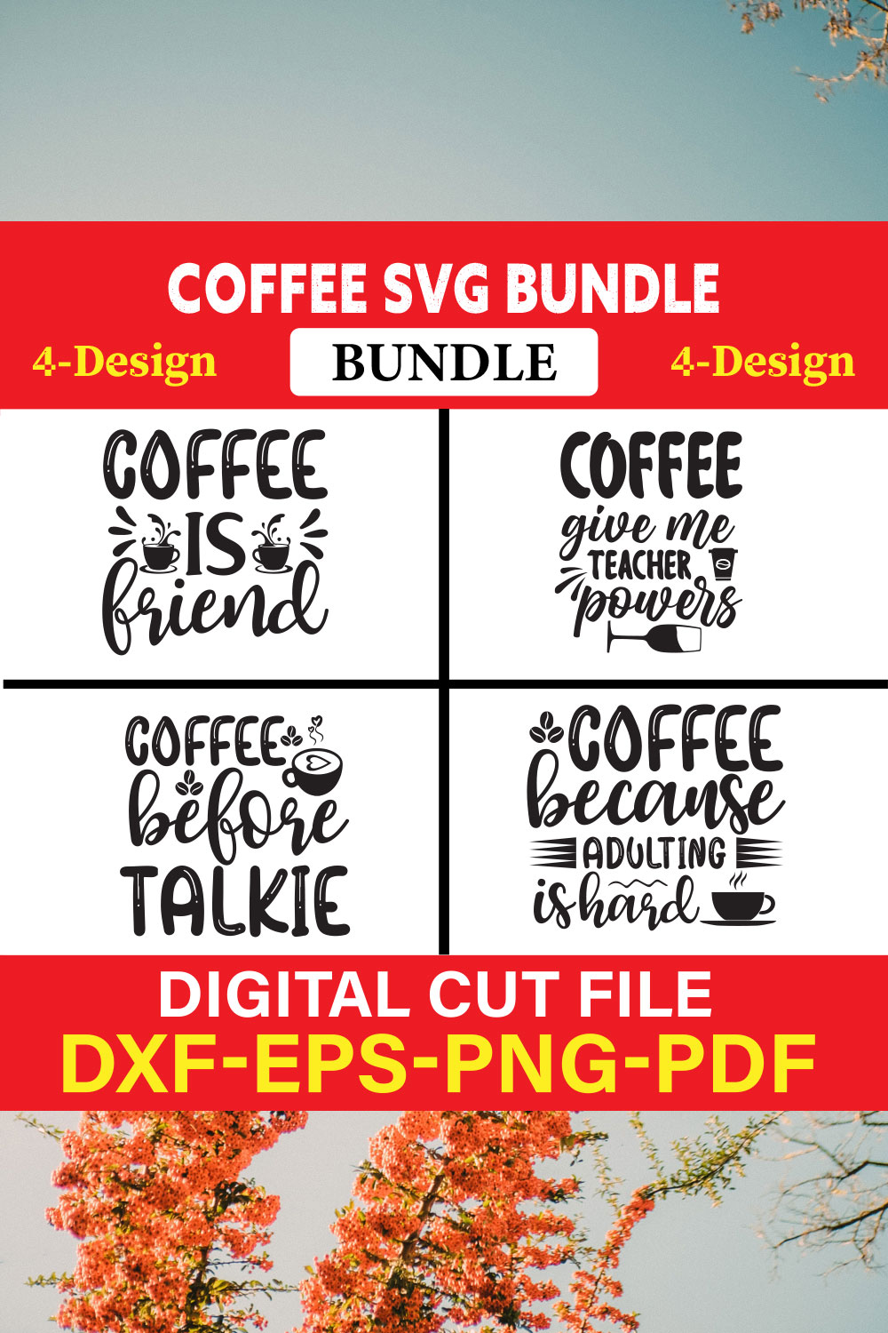 Coffee T-shirt Design Bundle Vol-2 pinterest preview image.