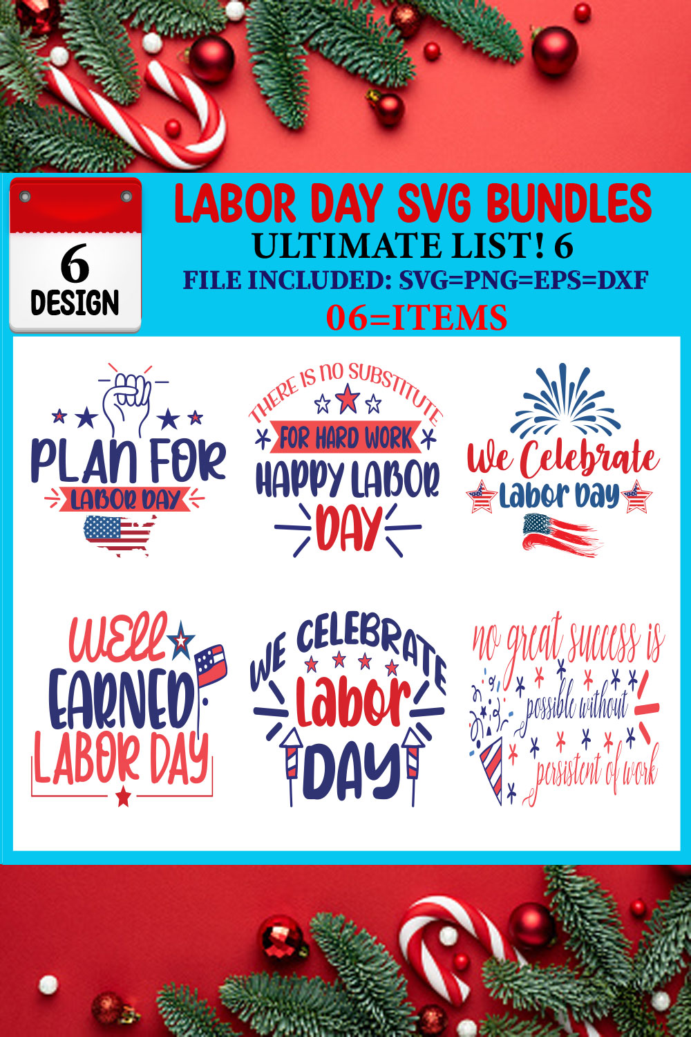 Labor Day SVG 06 T-shirt Design Bundle pinterest preview image.