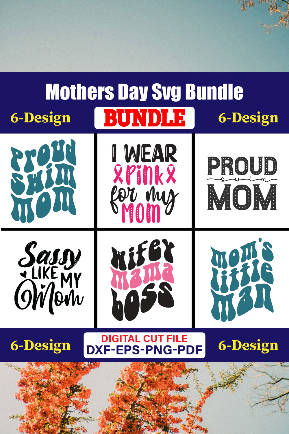 Mothers Day SVG Bundle, Mom life svg, Mama svg, Funny Mom Svg, Blessed mama svg, Mom of boys girls svg-Vol-63 pinterest preview image.