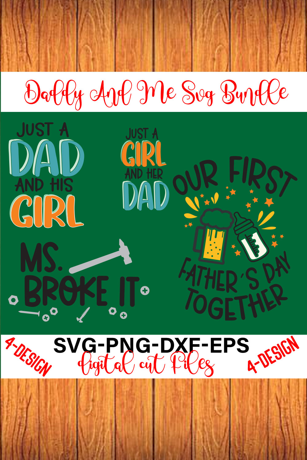 Daddy And Me SVG Bundle, Dad Kids Baby Son Daughter Girl Volume-03 pinterest preview image.