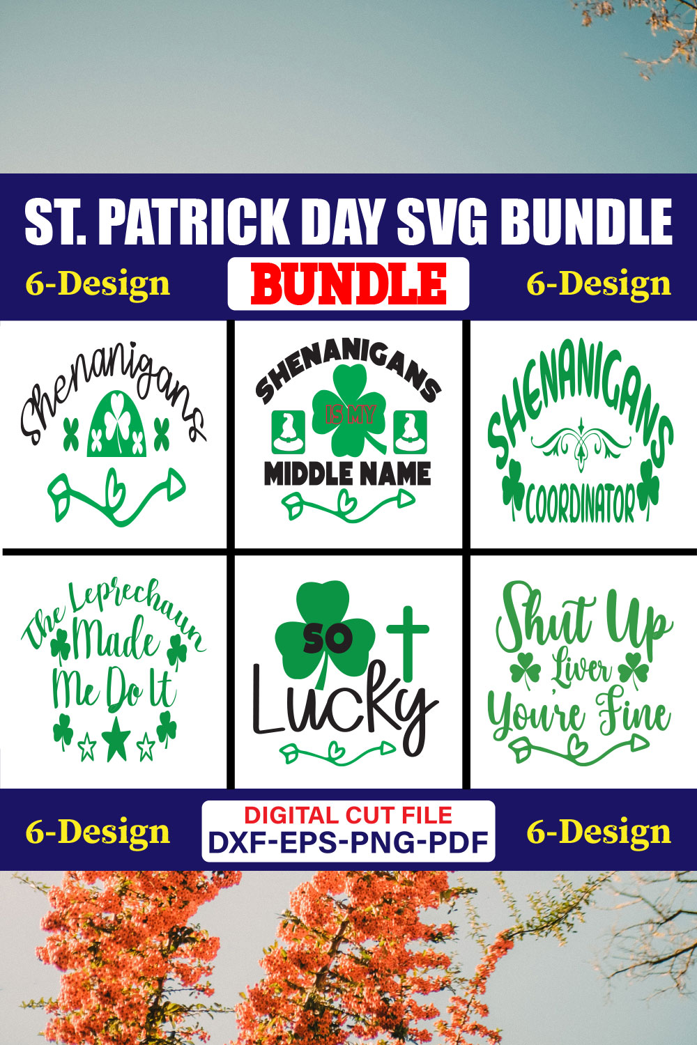 St Patrick Day SVG T-shirt Design Bundle Vol-31 pinterest preview image.