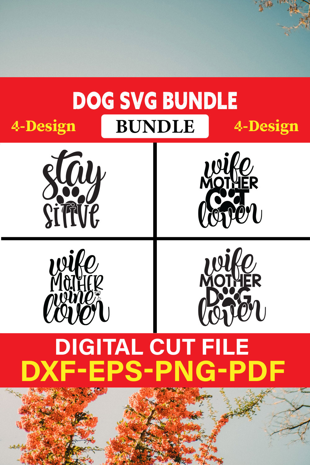 Dog T-shirt Design Bundle Vol-23 pinterest preview image.