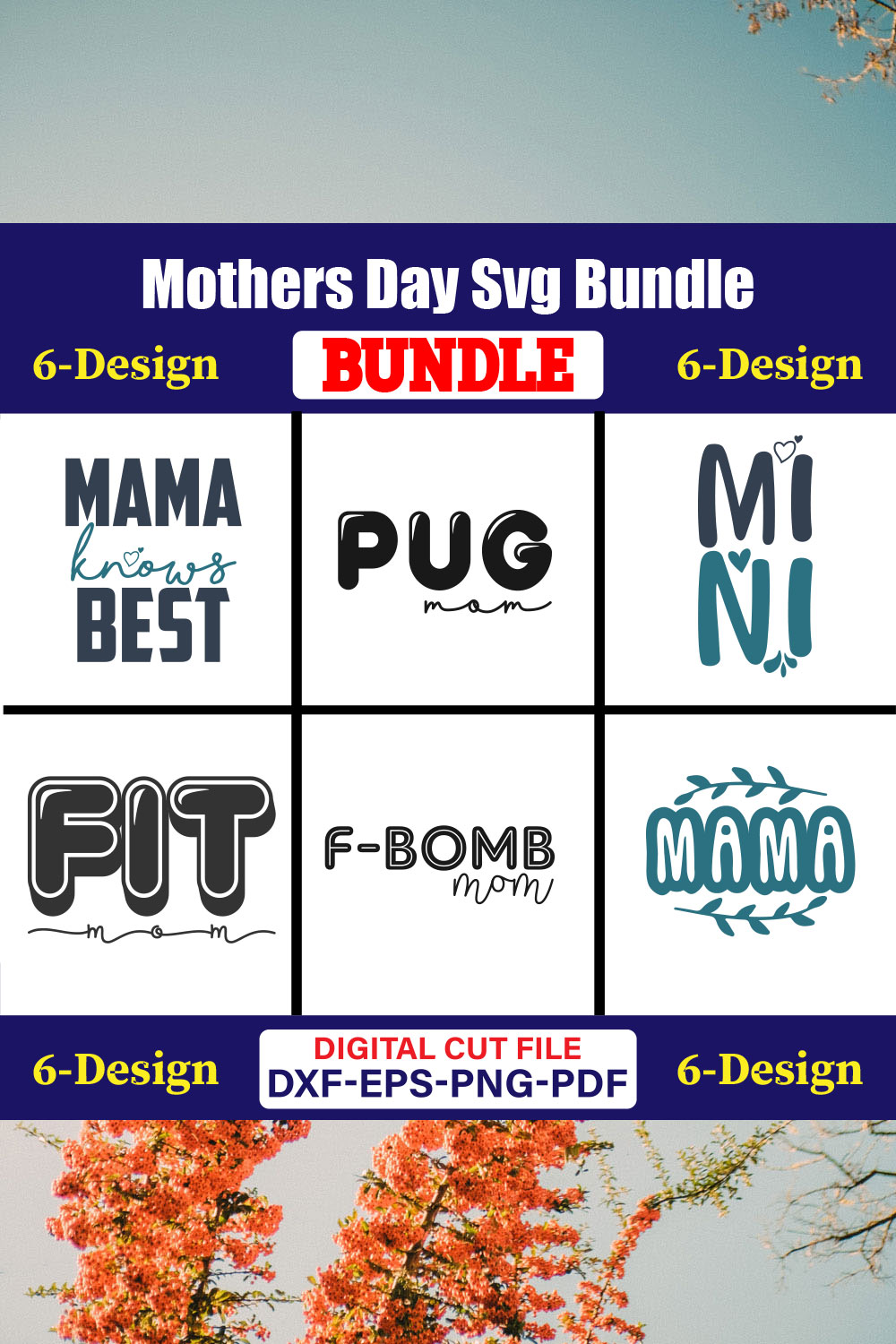 Mothers Day SVG Bundle, Mom life svg, Mama svg, Funny Mom Svg, Blessed mama svg, Mom of boys girls svg-Vol-114 pinterest preview image.