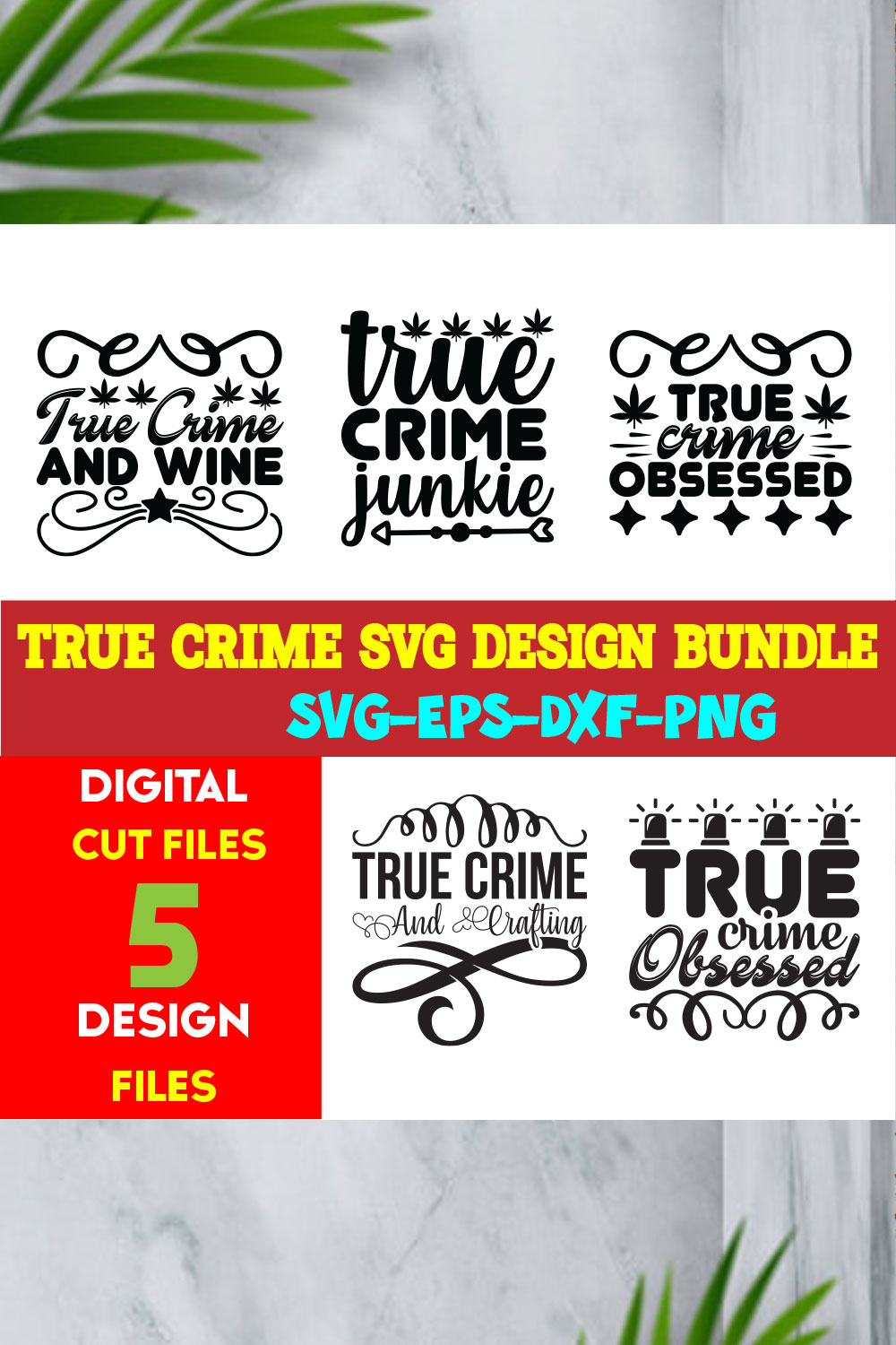 True Crime T-shirt Design Bundle Volume-04 pinterest preview image.