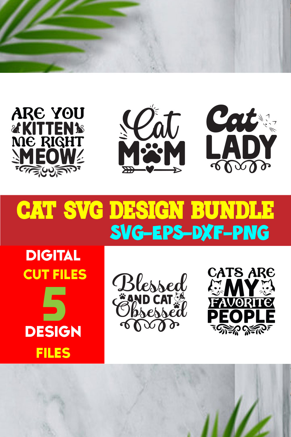 Cat T-shirt Design Bundle Volume-01 pinterest preview image.