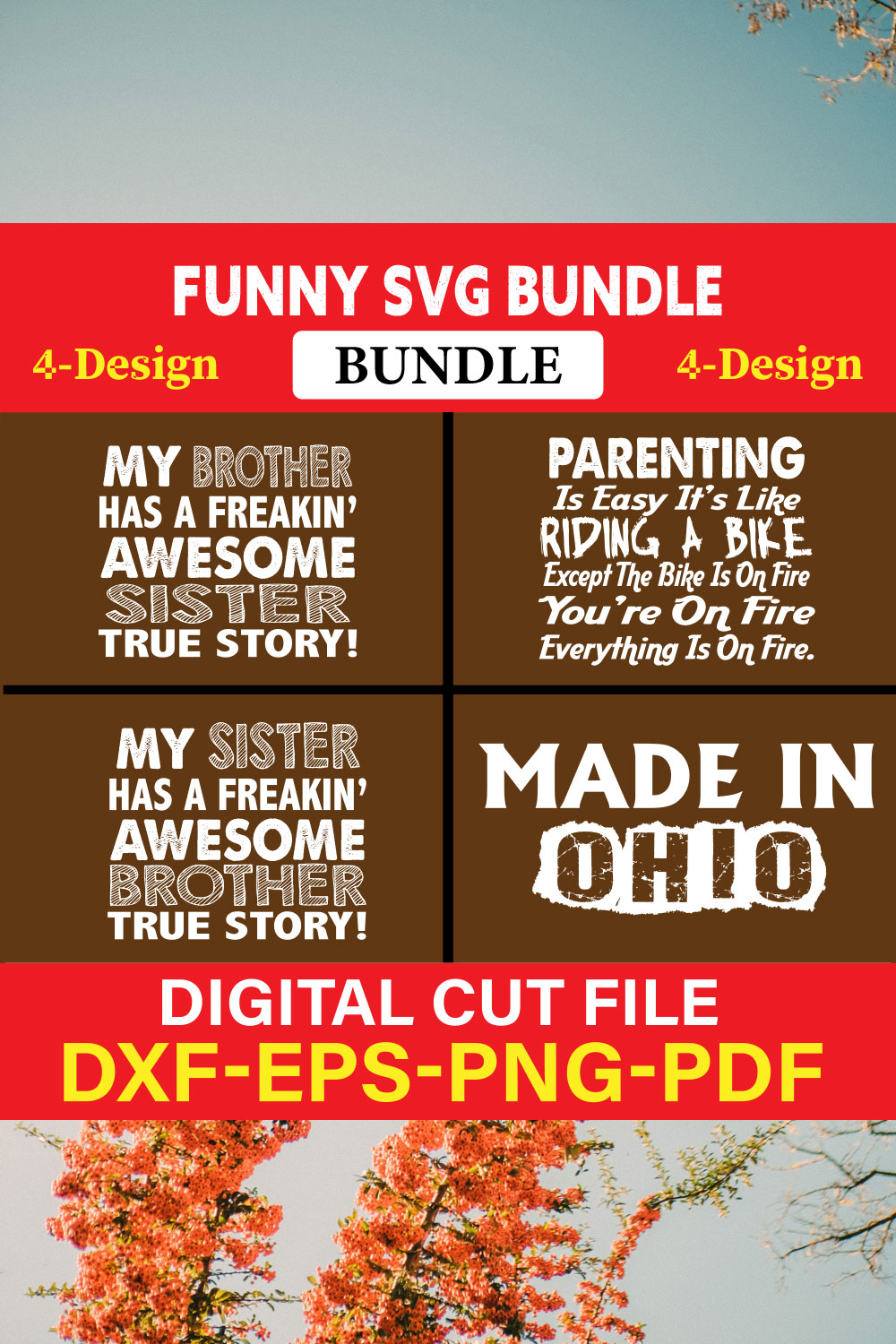 Funny SVG T-shirt Design Bundle Vol-27 pinterest preview image.