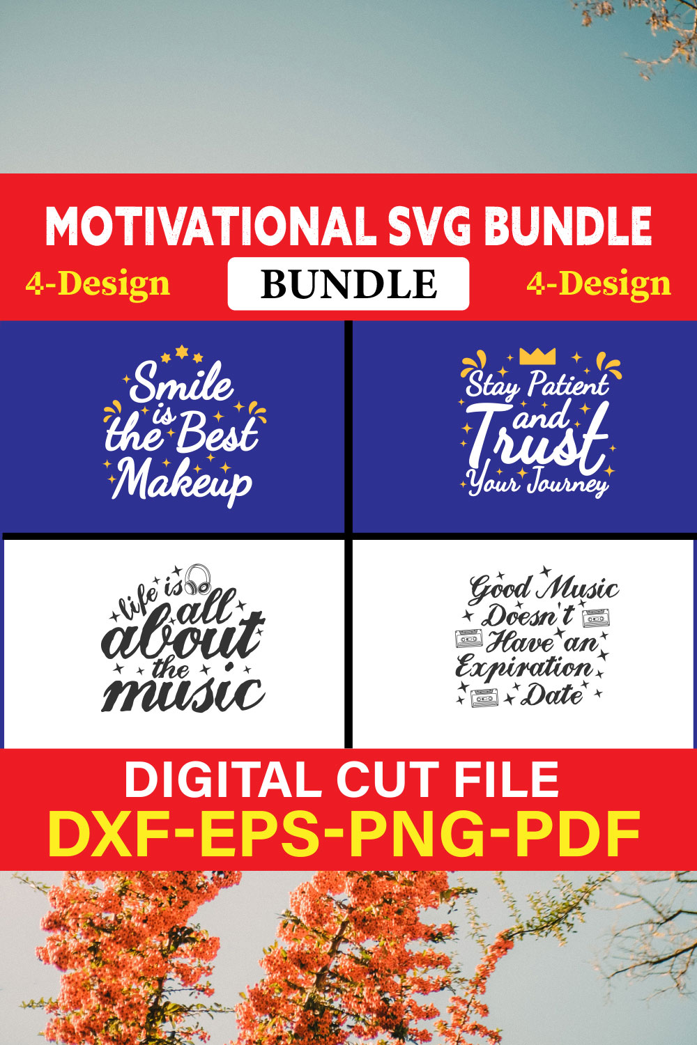 Motivational T-shirt Design Bundle Vol-3 pinterest preview image.