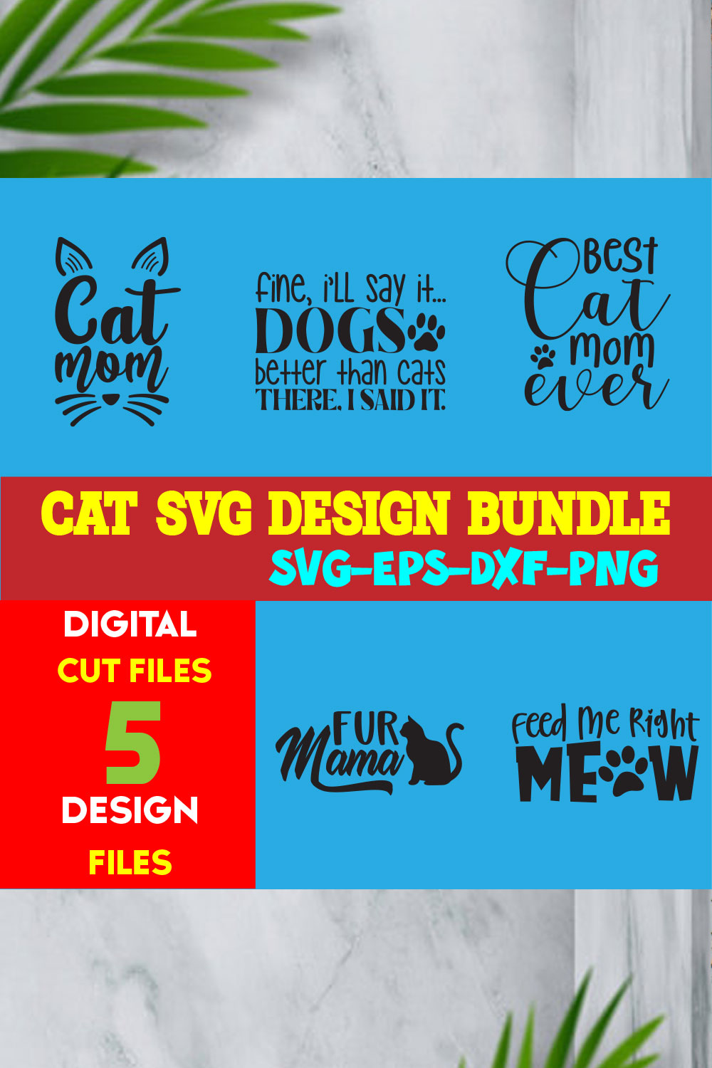 Cat T-shirt Design Bundle Volume-16 pinterest preview image.