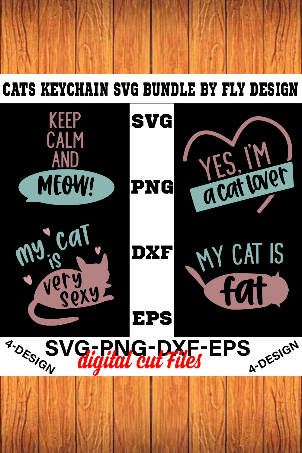 Cat SVG T-shirt Design Bundle Volume-05 pinterest preview image.