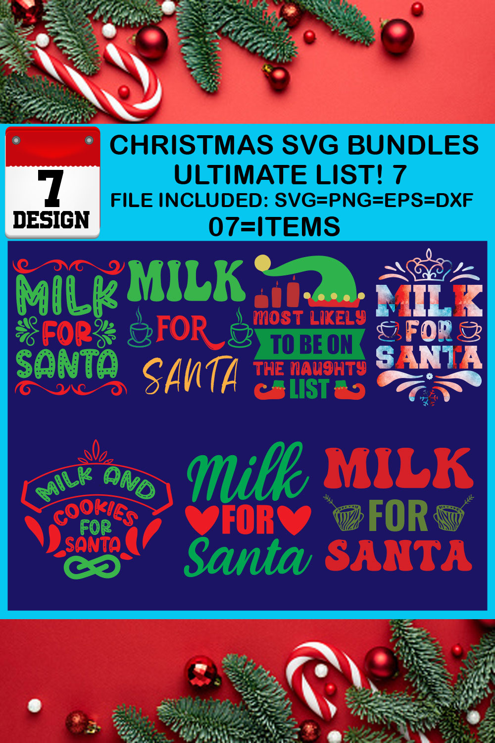 Free Ultimate List! 7 Christmas SVG Bundles pinterest preview image.