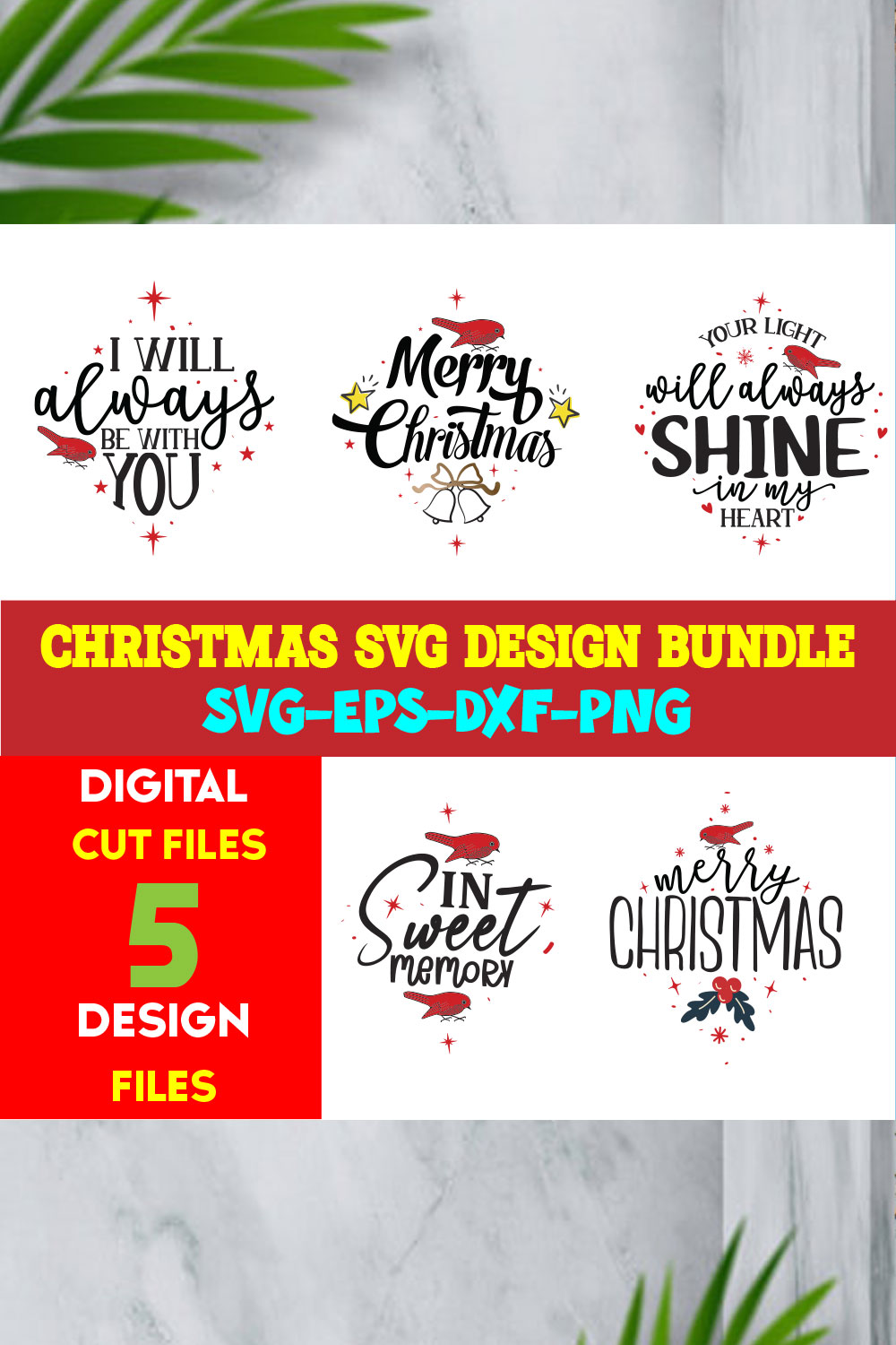 Christmas T-shirt Design SVG Bundle Free Volume-55 pinterest preview image.