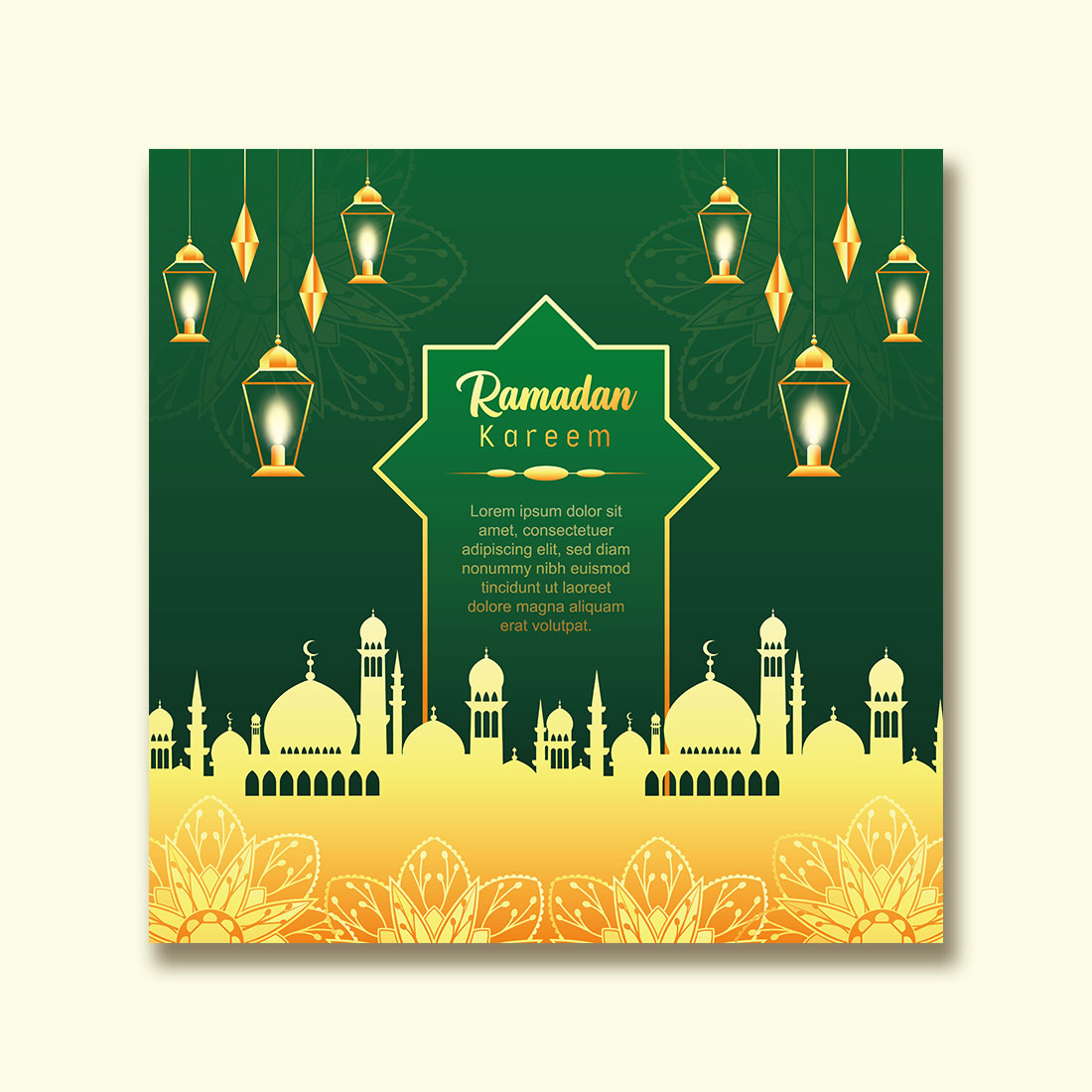 Ramadan and eid ul-fitr social media banner template preview image.