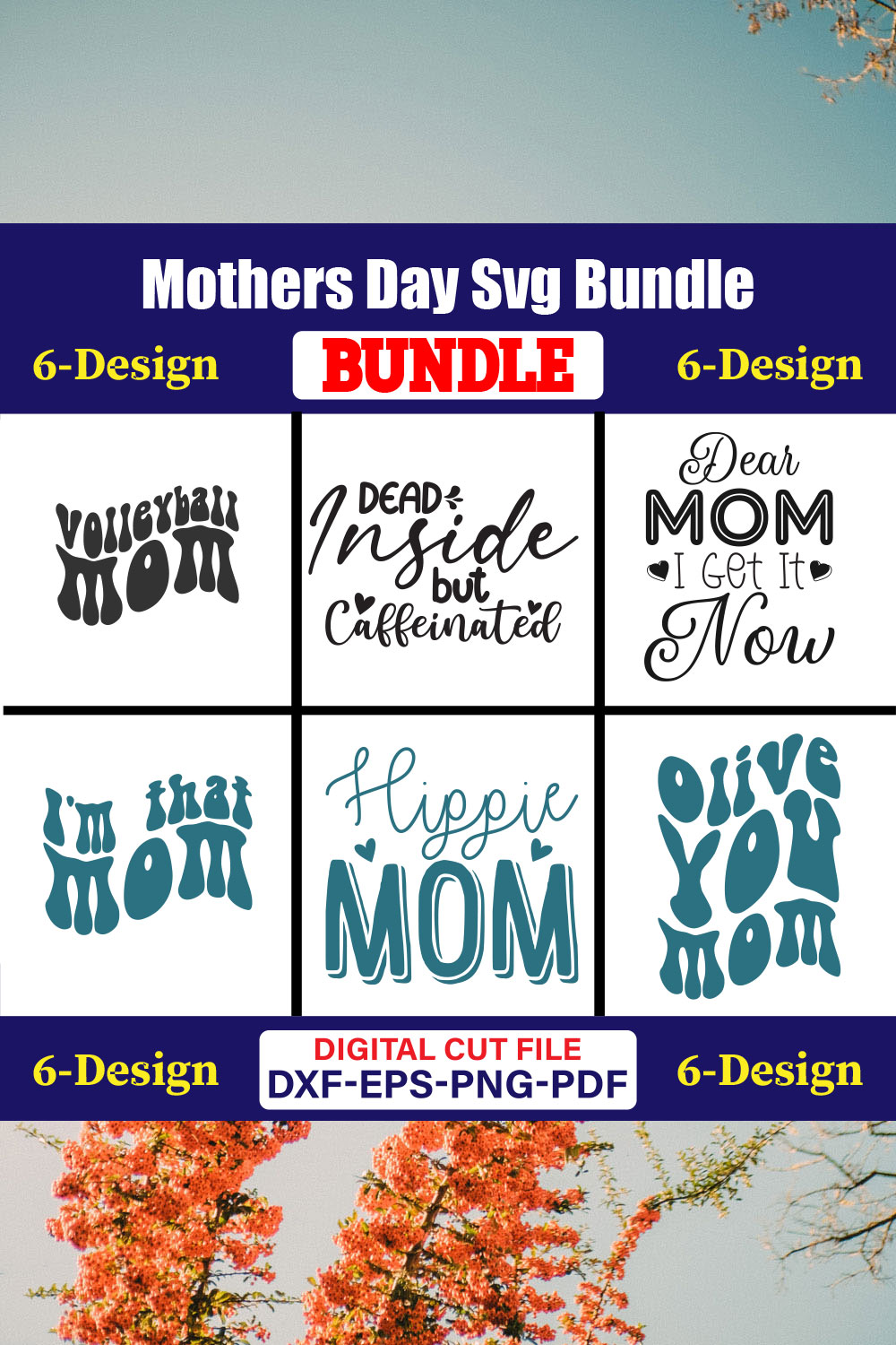 Mothers Day SVG Bundle, Mom life svg, Mama svg, Funny Mom Svg, Blessed mama svg, Mom of boys girls svg-Vol-91 pinterest preview image.